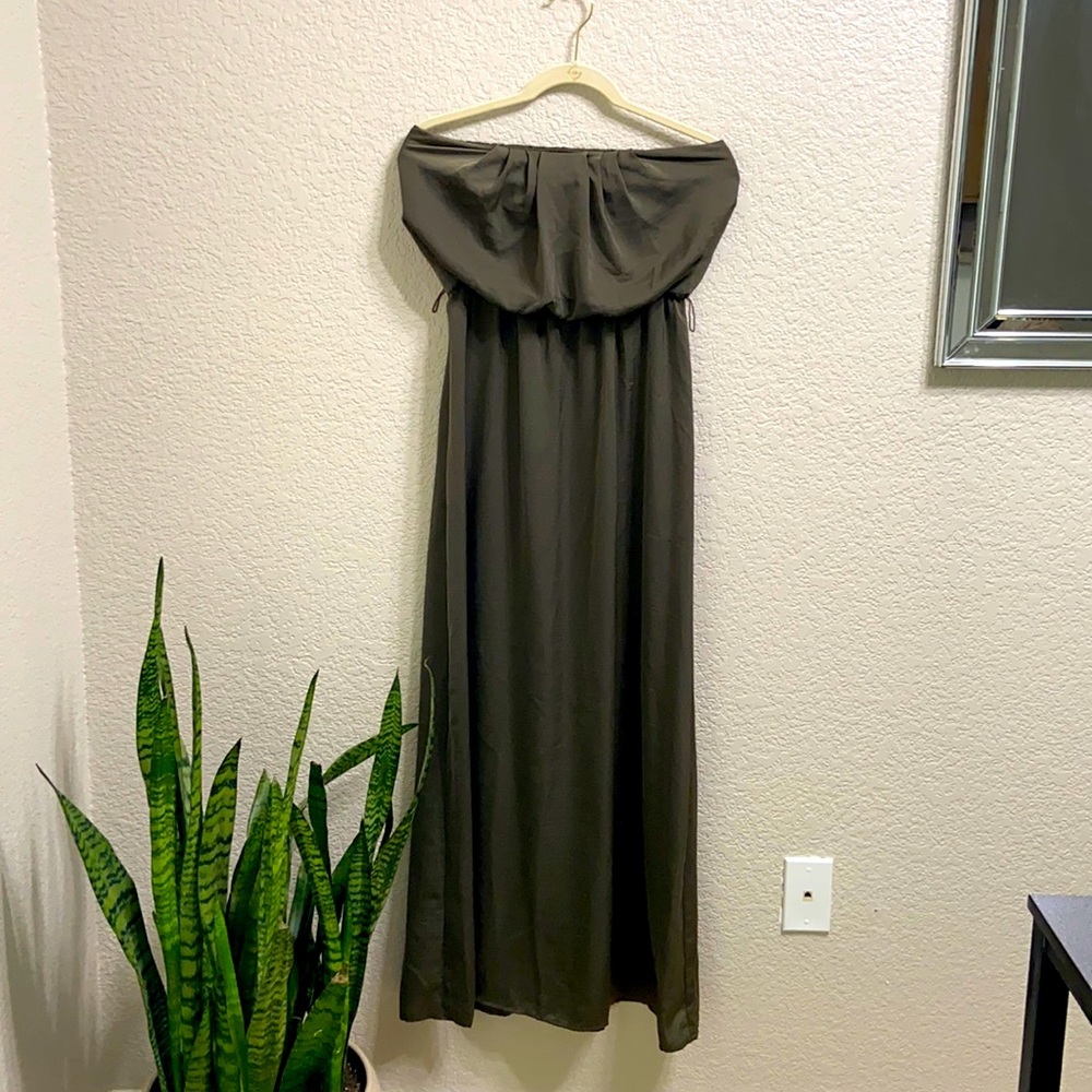 Olive strapless maxi dress